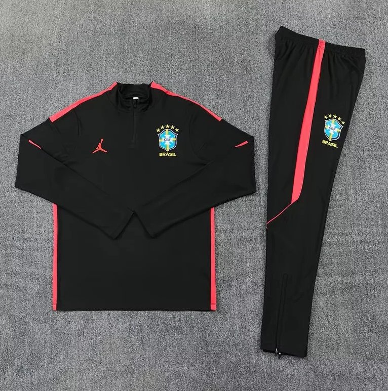 AAA Quality Brazil 26/27 Tracksuit - Black/Red